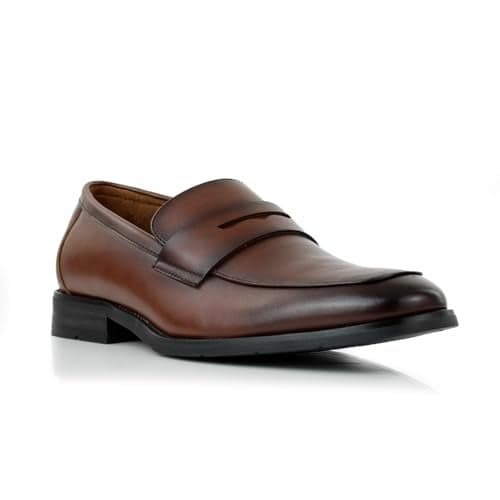 Ferro Aldo Mateo Men's Modern Penny Loafer | Sleek Slip-on Dress Shoe for Business, Formal & Smart Casual Wear | MFA19707 | in Espresso Brown, Size 10