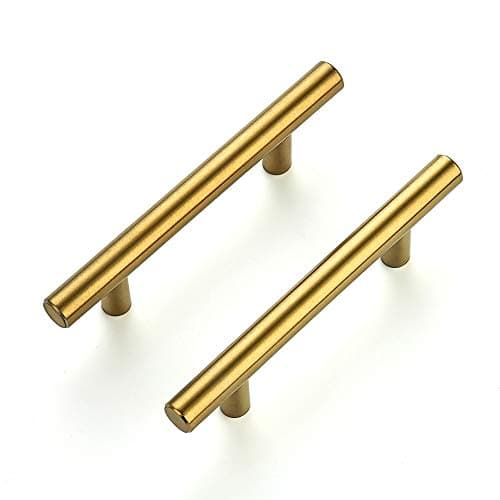 Ravinte 45 Pack 5 Inch Cabinet Pulls Brushed Brass Stainless Steel Kitchen Drawer Pulls Cabinet Handles 5”Length, 3” Hole Center