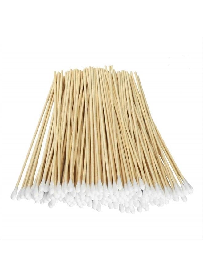 200 Pcs Count 6" Inch Long Cotton Swabs with Wooden Handles Cotton Tipped Applicator, Cleaning with Wood Handle for Oil Makeup Gun Applicators, Eye Ears Eyeshadow Brush and Remover Tool