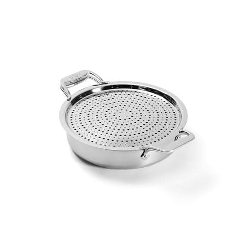 AllClad D5 5Ply Brushed Stainless Steel Sauteuse with lid and Strain Splatter Guard 4Quart Induction Oven broiler safe up to 600F Cookware Kitchen Essential Pots and Pans Silver