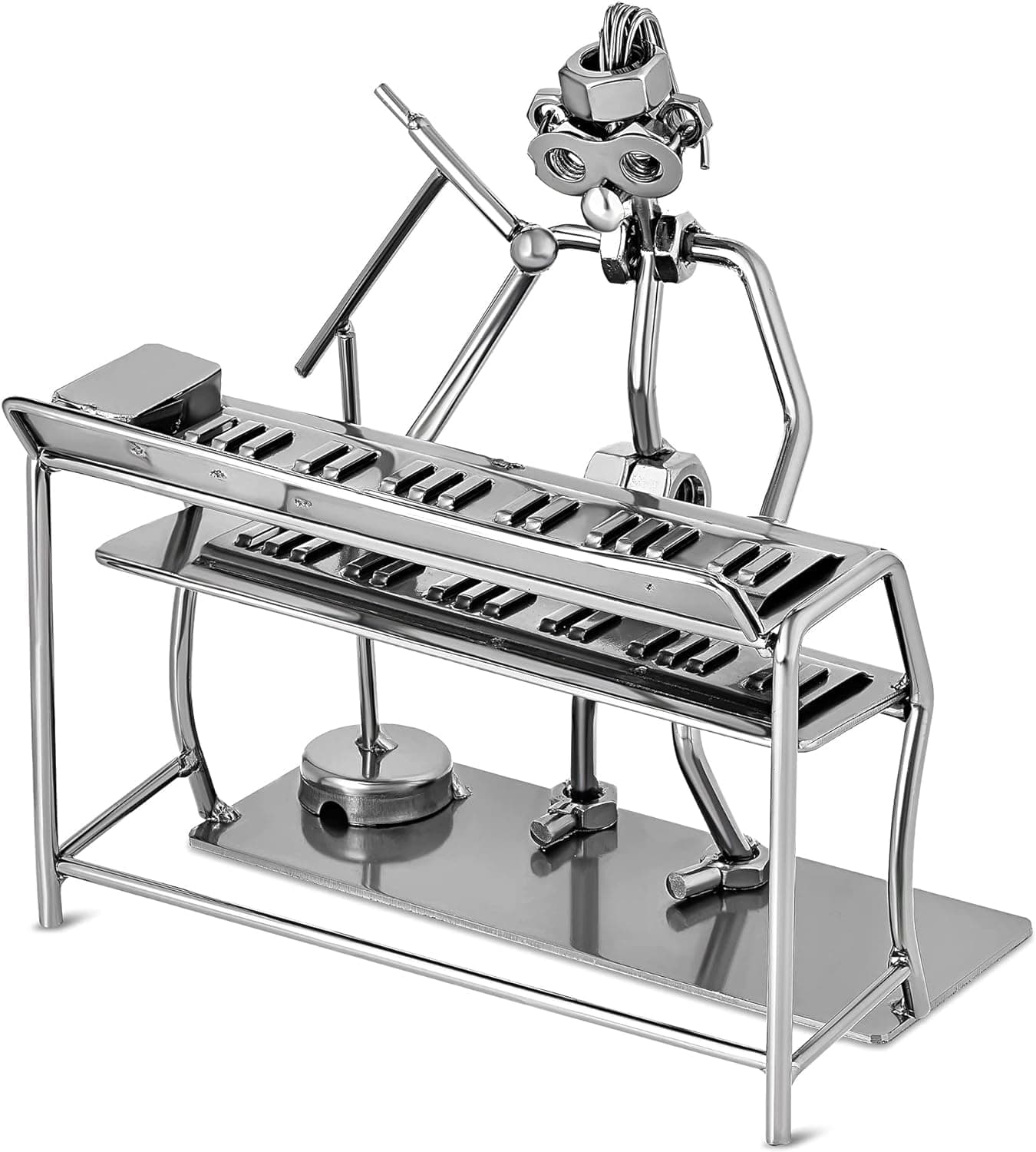 Broadway Gift 6 SilverTone Keyboard Singer Figurine Metal Piano Keyboard Player Statue Industrial Musician Figurine