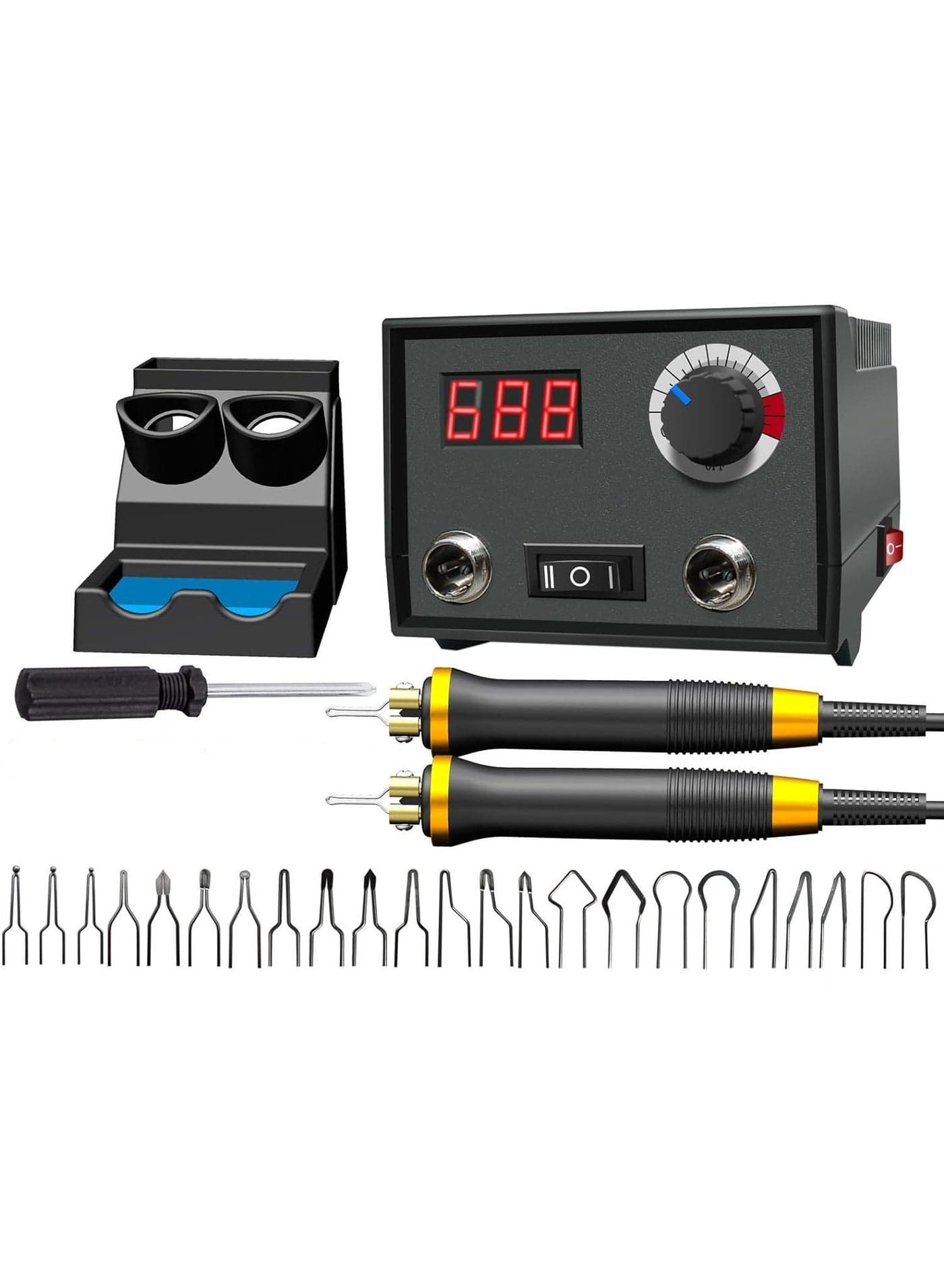 FIRElood Wood Burning Tool, Wood Burner kit Pen 25~750℃, Wood Burning kit with Digital Thermometer Temperature Adjustable Temperature, 2 pyrographic Wood Burning pens, 23 Wood Burning Pen Tips