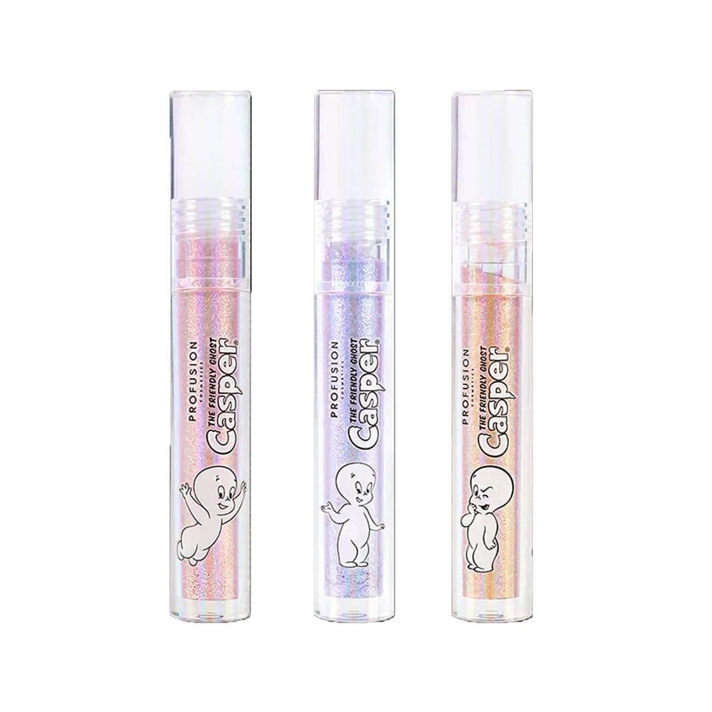 Profusion Cosmetics Casper The Friendly Ghost Trio 3PC Glitter Lip Topper for Achieving Smooth and Glamorous Shimmering Lips With Playful Shiny Elegance and Radiant Lip Finish