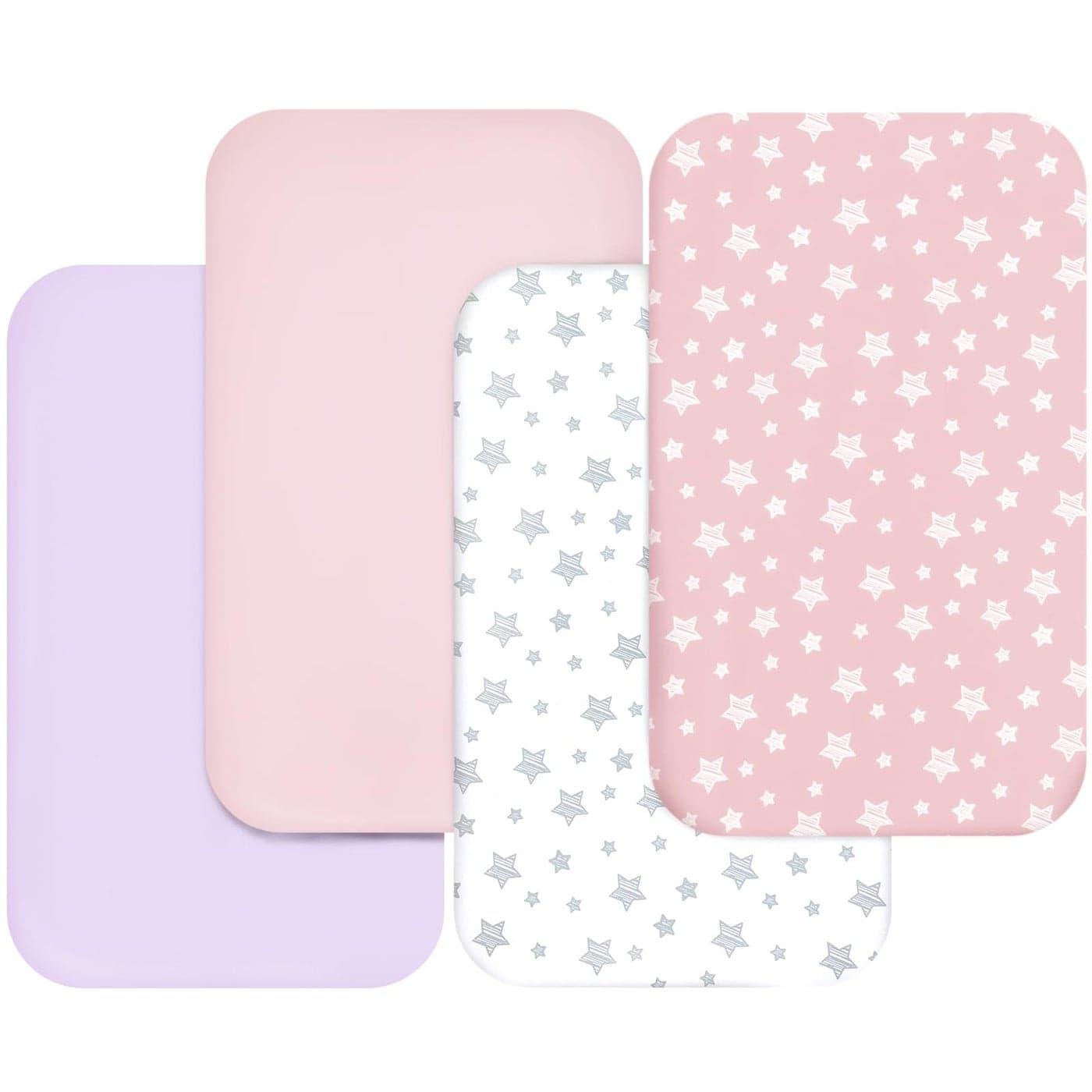 Bassinet Sheets for Baby Boys Girls 4 Pack(33" x 20"), Compatible with Mika Micky, Baby Delight, Dream On Me, Koola Baby, AMKE and Other Rectangle Bassinet Mattress, Pink