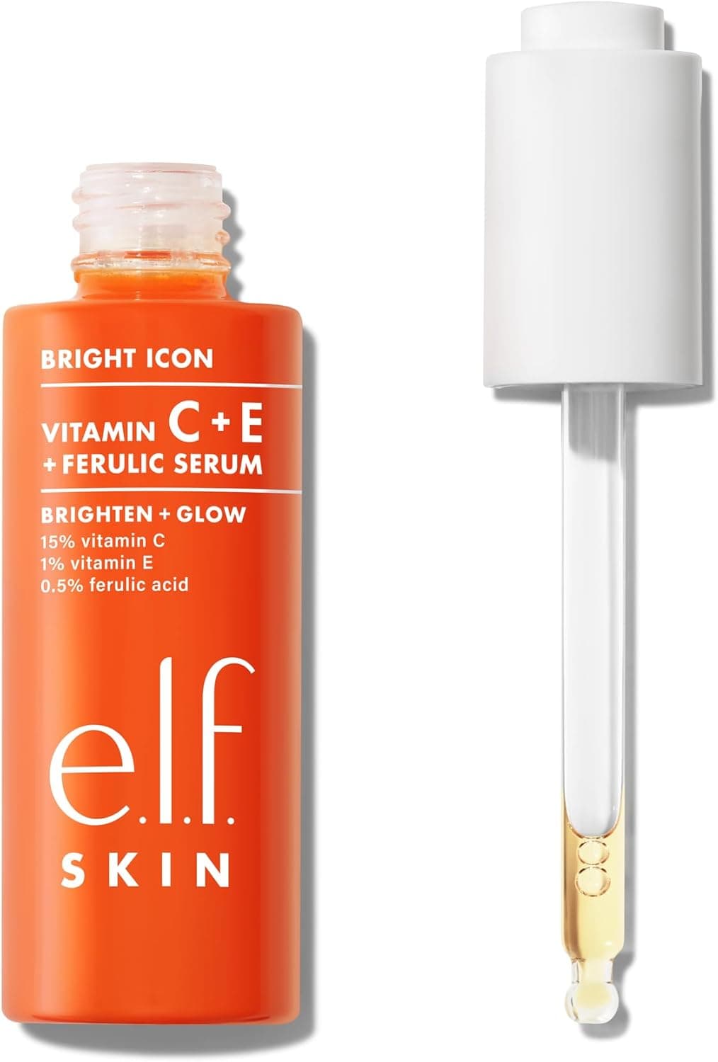 elf SKIN Bright Icon Vitamin C E Ferulic Serum Brightening Soothing Face Serum Helps Even Skin Tone Vegan CrueltyFree 30ml