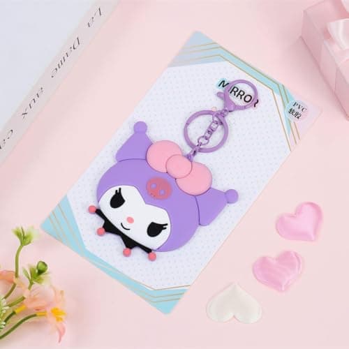 SHAKTISM Kuromi Character Mirror Keychain, Compact Portable Design, PVC and Metal Construction (Kuromi Mirror Keychain)