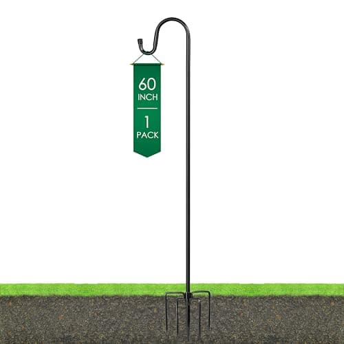 Ottsuls Shepherds Hooks for Outdoor - 60" Heavy Duty Bird Feeder Pole with 5 Prong Base, Adjustable Stand Hanger for Garden Plant, Hummingbird Feeder, Lantern Lights - Haning Wedding Decor (1 Pack)