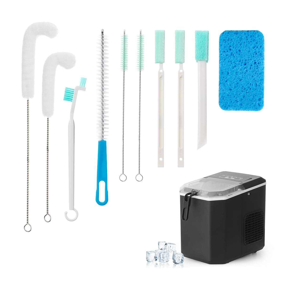 AIEVE Ice Machine Cleaner Brush Sets 10 Pcs Ice Maker Cleaner Tools Kits with Crevice Cleaning Brush and Scrub Sponge