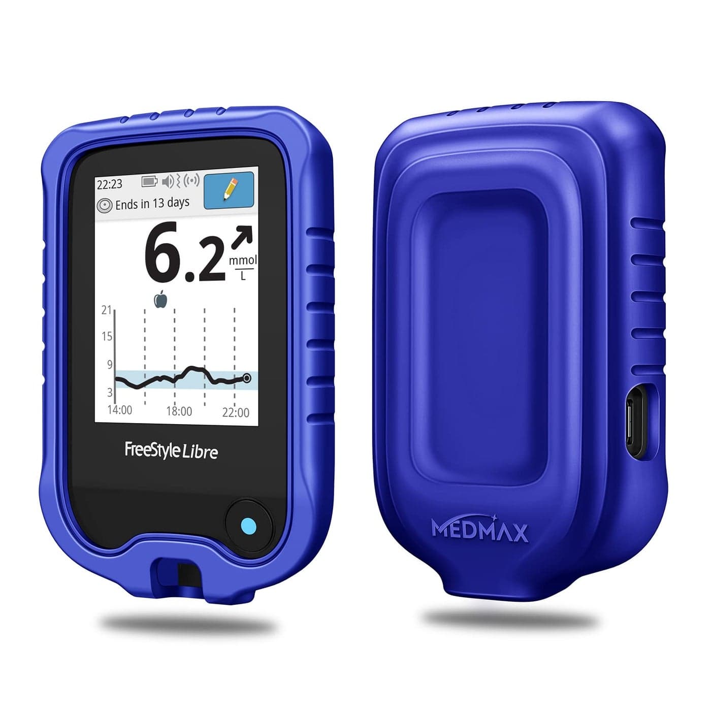 MEDMAX Silicone Case for Freestyle Libre 3 2 Libre Reader Lightweight Shockproof Anti Slip Protective Cover Soft Gel Skin with Raised Bezel Navy
