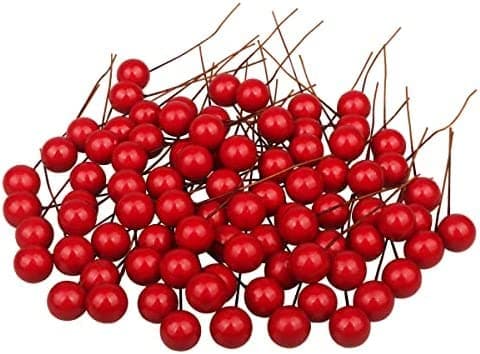 Partunay Pack of100 Red Berries Fake Berries for Christmas Xmas Decoration Christmas Decoration Items Christmas Tree Decoration Ornaments