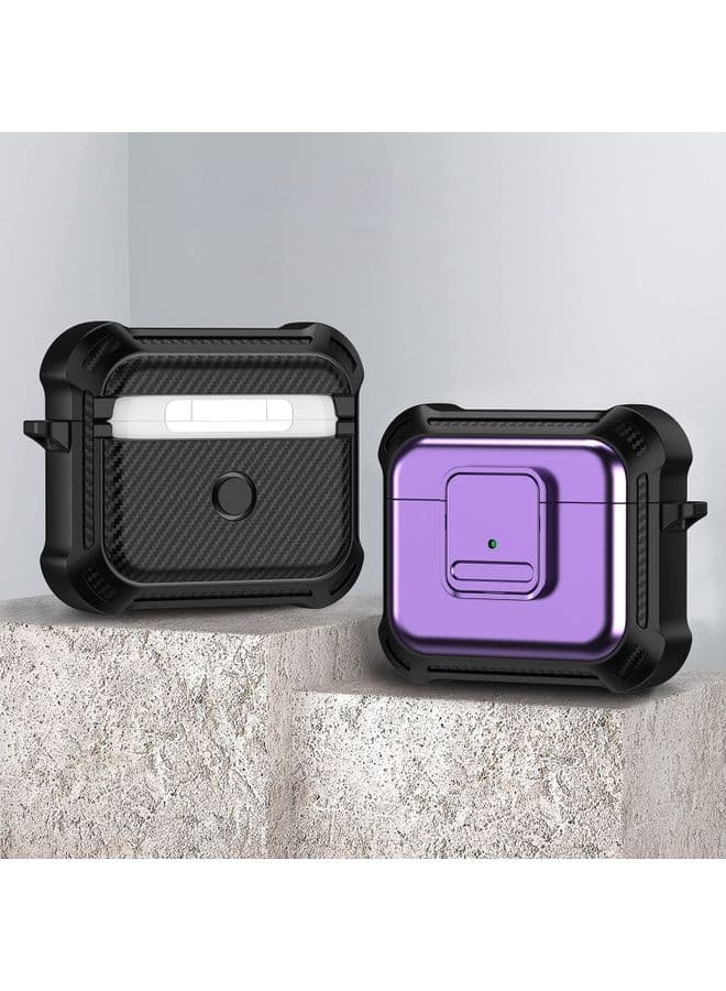 Case Cover For AirPods 3 TPU + PC Shockproof Earphone Protective Case with Switch Purple
