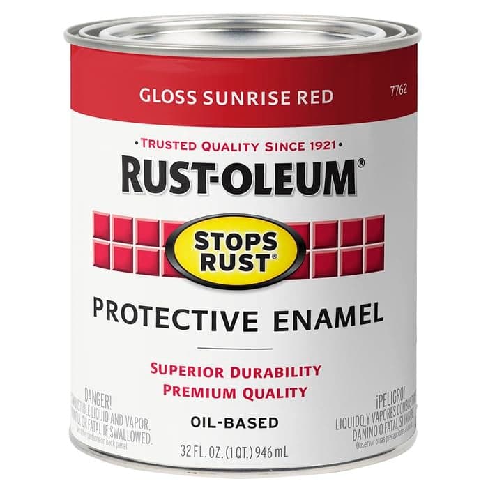 Rust-Oleum 7762502-2PK Stops Rust Brush On Paint, Quart, Gloss Sunrise Red, (Pack of 2)
