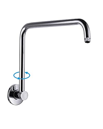 PHASAT 14.8 Inches Shower Arm Extension,S shaped Shower Arm with Flange,304 Stainless Steel High Rise Shower Head Arm Chrome,PU9D01-S