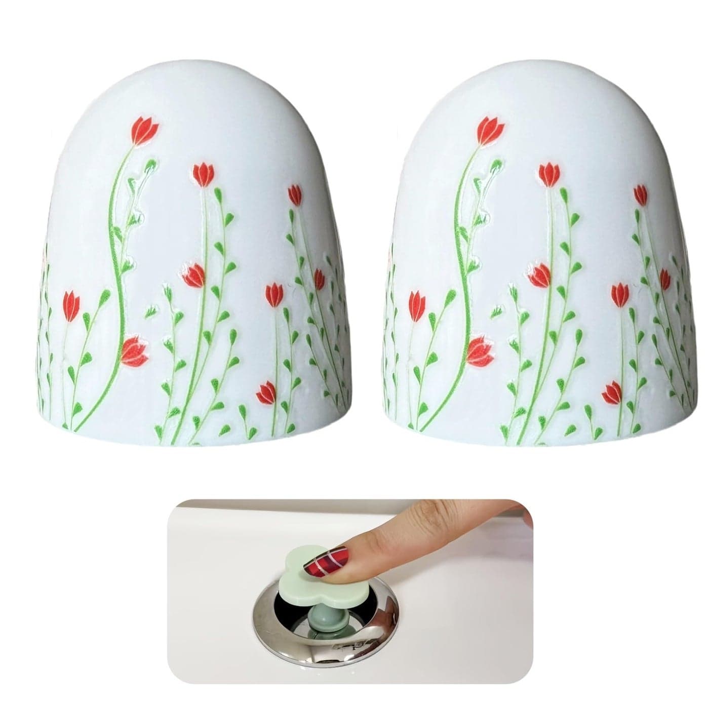 Beaspecal 2Pcs Toilet Bolts Cover with Elegant Colorful Pattern,Nature Flower Plant Toilet Bowl Bolts Covers for Bathroom Decoration 2Pcs Toilet Replacement -4Pcs/Pack