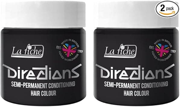 2x La Riche Directions SemiPermanent Hair Color 100ml Tub Ebony