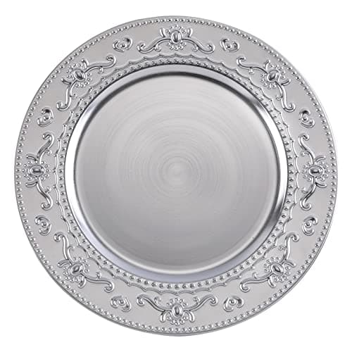 Brightalk 13-Inch Charger Plates, 6Pcs Dinner Plate Chargers Round Server Ware Compatible with Ceramic/china tableware, Silver