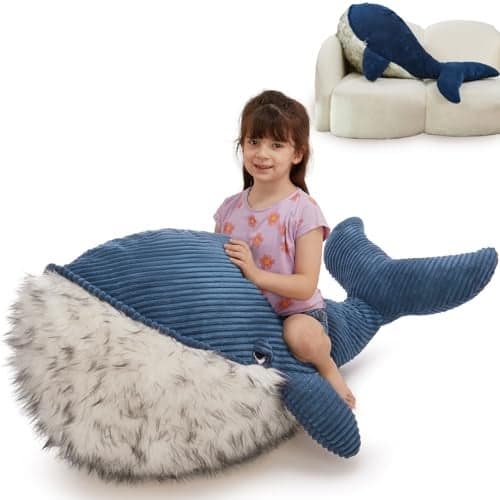 MorisMos Giant Blue Whale Stuffed Animal Plush Pillow Huge 433 Plush Whale Toy for KidAdult 4ft Large Stuffed Animal OceanSea Toy Gift for Marine Creature Lover Sea Life Decor CECPC Certified