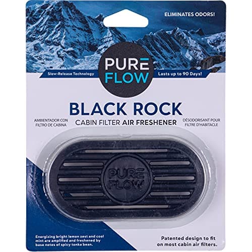 Pureflow Cabin Filter Air Freshener with Odor Eliminator – Fits on Most Car, Truck, and SUV Cabin Air Filters - Black Rock (1 Pack)