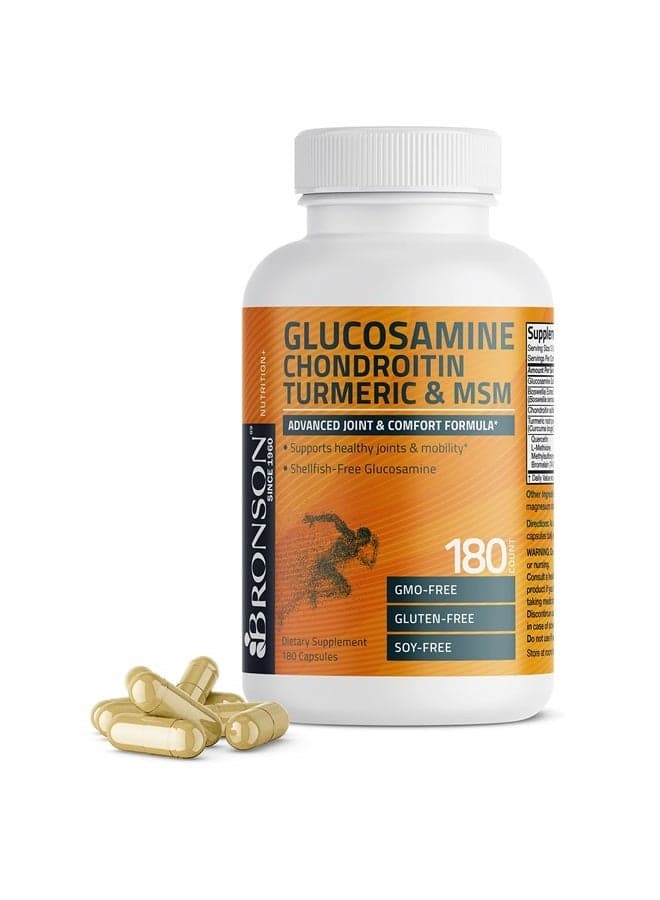 Glucosamine Chondroitin Turmeric & MSM Advanced Joint & Cartilage Formula, Supports Healthy Joints, Mobility & Cartilage - Non-GMO, 180 Capsules