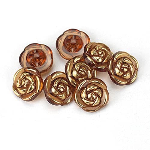 30 Pcs Acrylic Rose Flower Buttons Shirt Buttons Sewing Accessories DIY Crafts Light Coffee 125mm