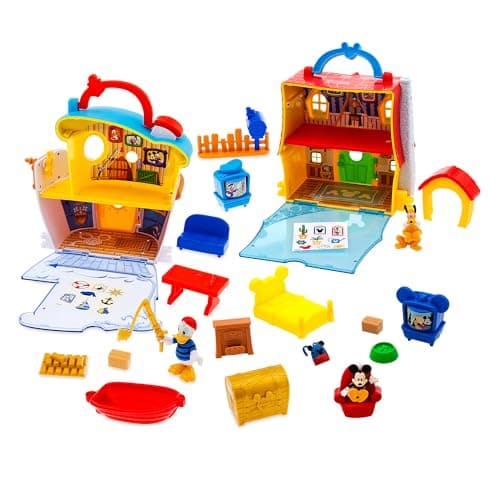 Disney Store Official Mickey Mouse Donald Duck Playhouse Play Set Interactive Playhouse Junior Donald Duck Toys Poseable Figures with Accessories Perfect for Toddlers
