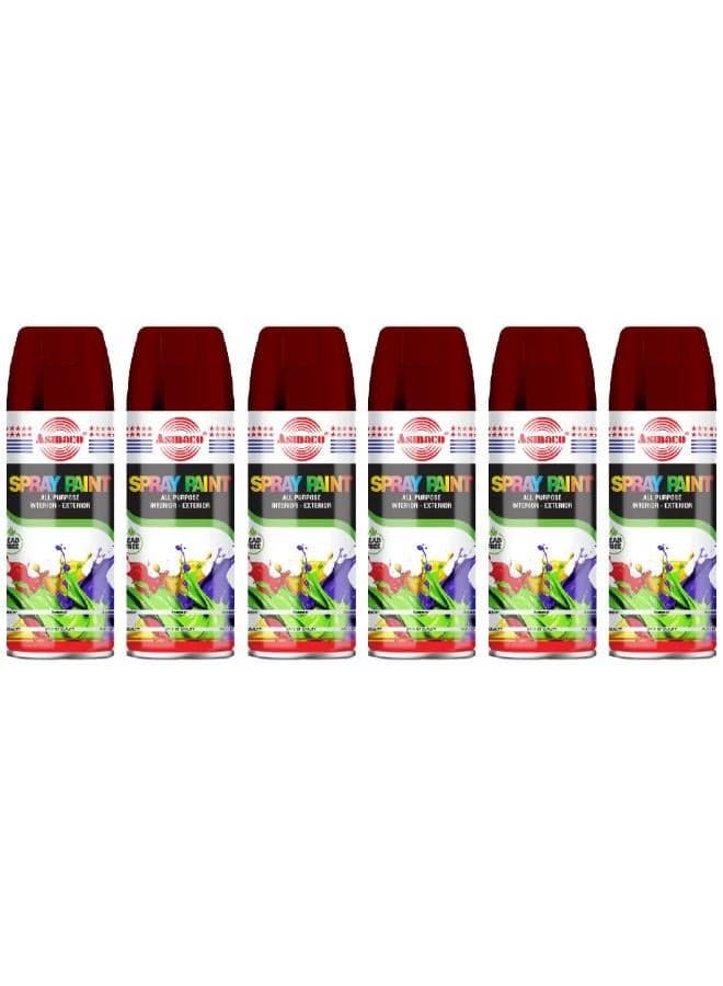 Asmaco Spray Paint - Maroon - 400 Ml - Set of 06