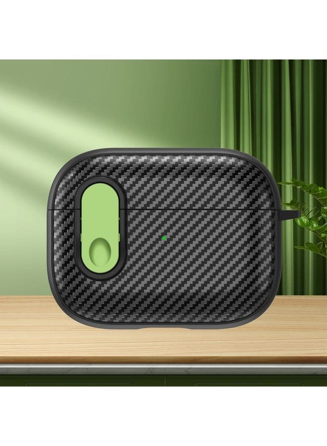 Case Cover For AirPods Pro Carbon Fiber Texture Wireless Earphones Case with Security Lock Green