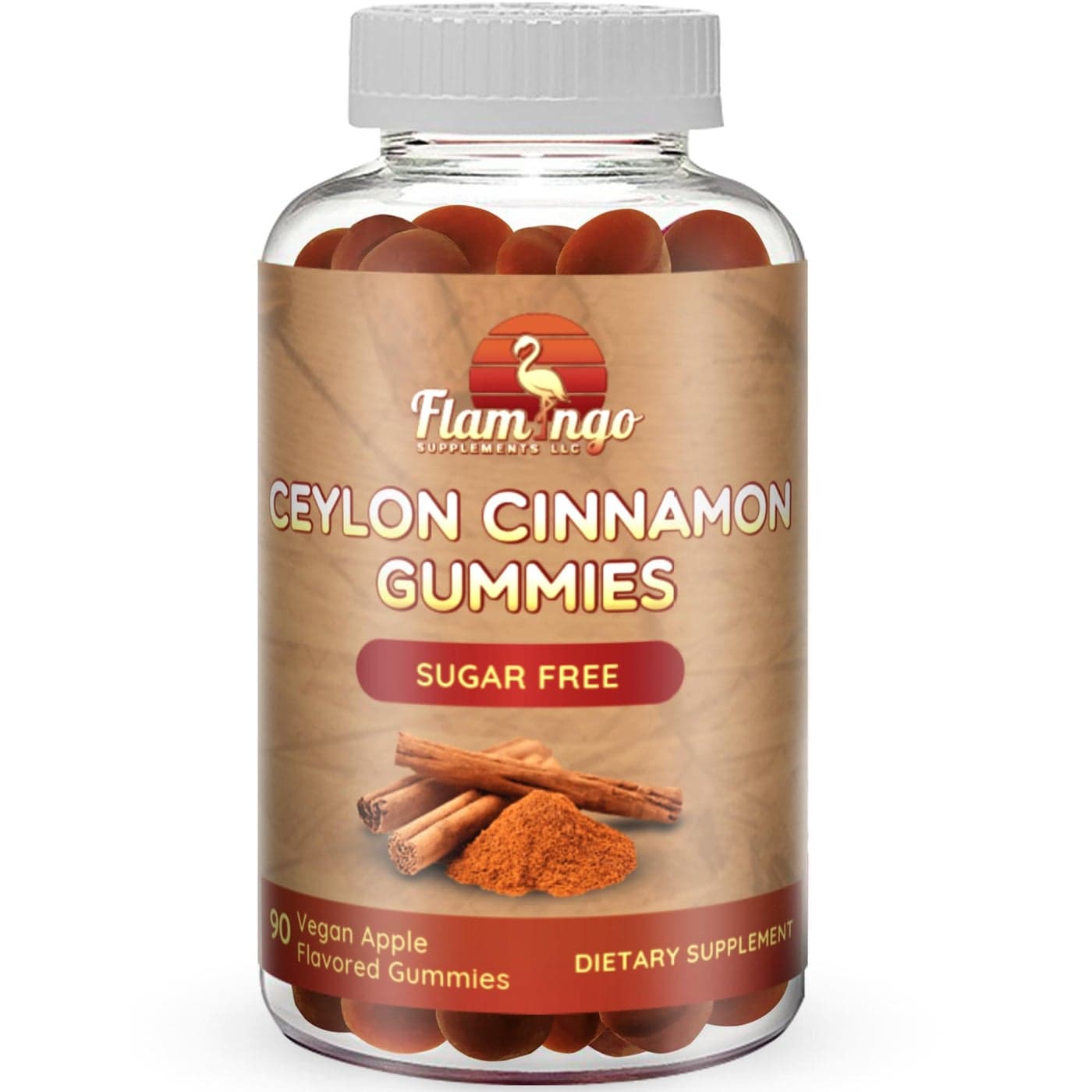 Sugar Free Ceylon Cinnamon Gummies Sugar Regulation Neuroprotective Supplement with Chromium and Cinnamon Bark Alternative to Cinnamon Capsules 90 Chews