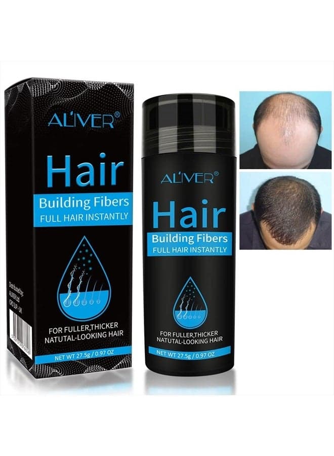 Hair Building Fibers Instantly Conceal & Thicken Thinning Hair Areas, Premium Hair Building Formulation, For Men and Women (Without Sprayer,BLACK)
