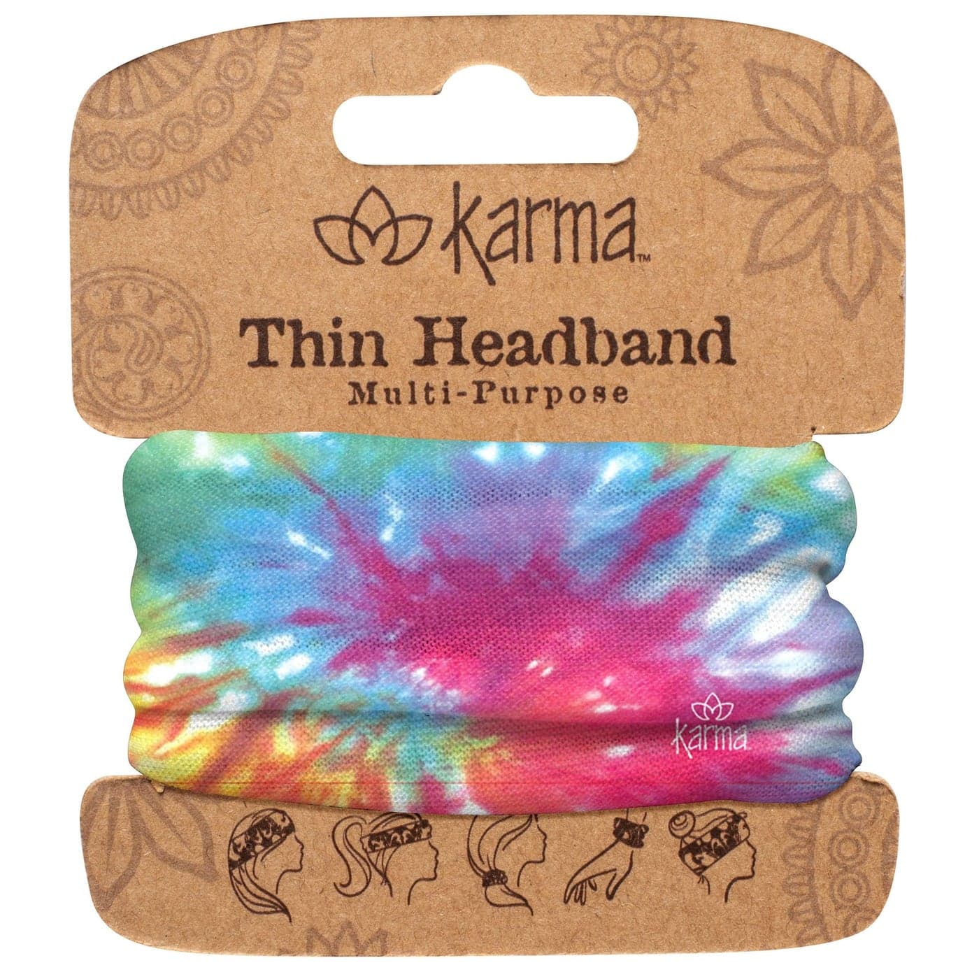 Karma Gifts Thin Headband Rainbow Tie Dye
