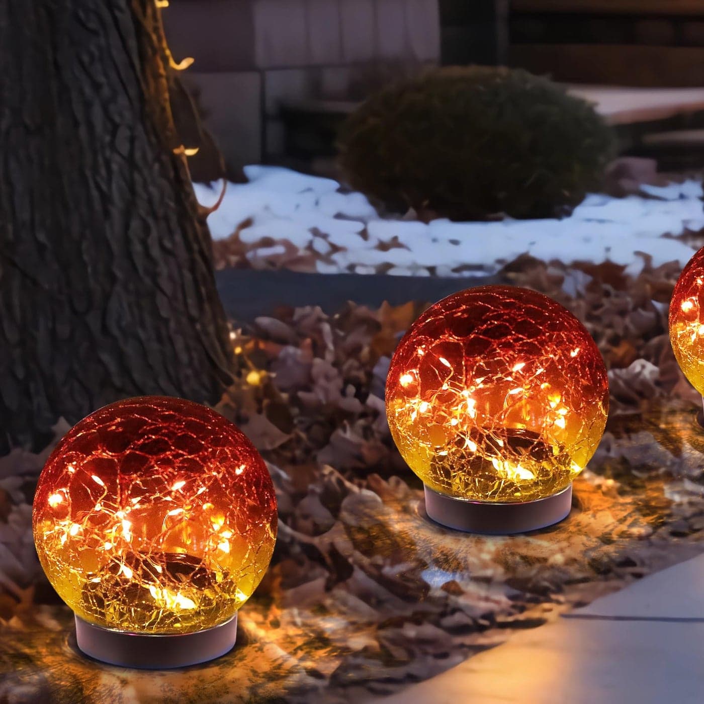 MLKNK Solar Globe Lights Outdoor WaterproofSolar BallsSolar Garden LightsOrbs for Outside 2 Pack Cracked Glass Ball for Lawn Patio Yard Backyard Decorations