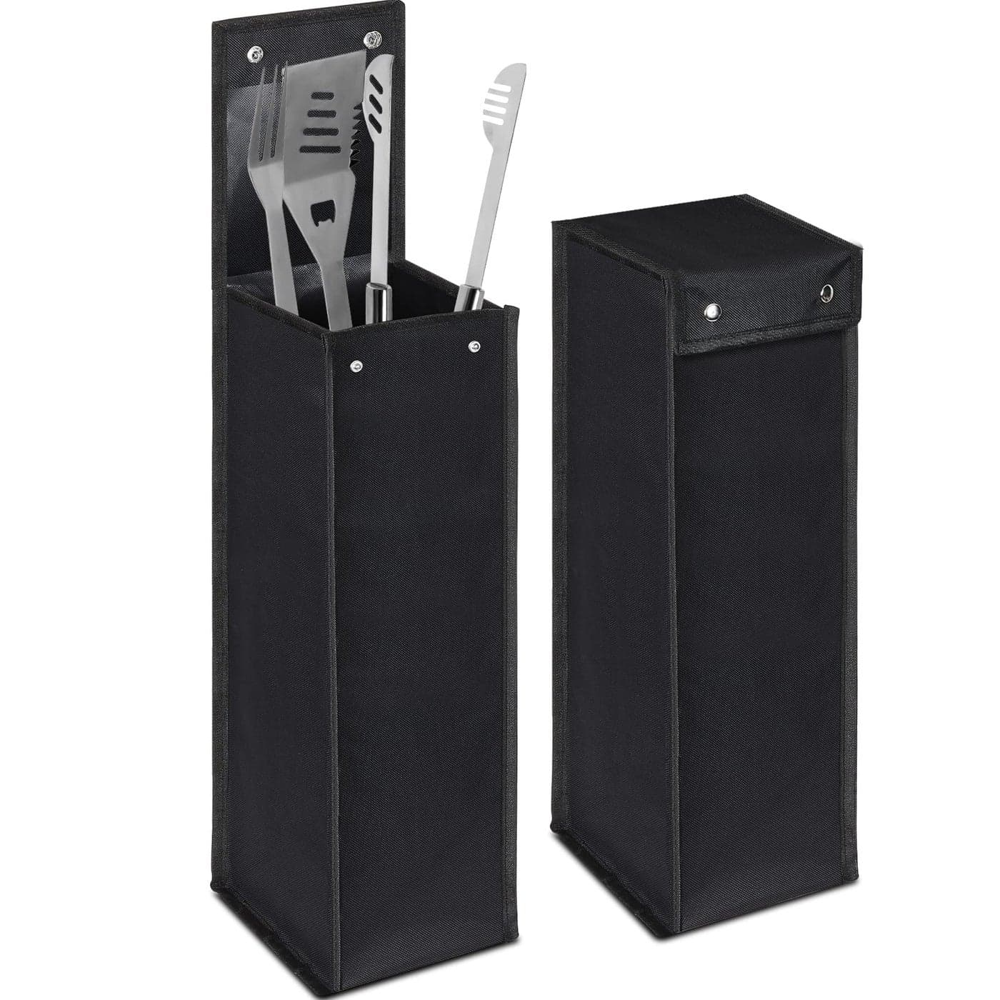 Amylove Grill Utensil Storage Bag BBQ Tool Storage Bags Barbecue Hardware Tool BBQ Utensil Holder Pouch Oxford Cloth Accessory Foldable for Camping Hiking2 PcsBlack