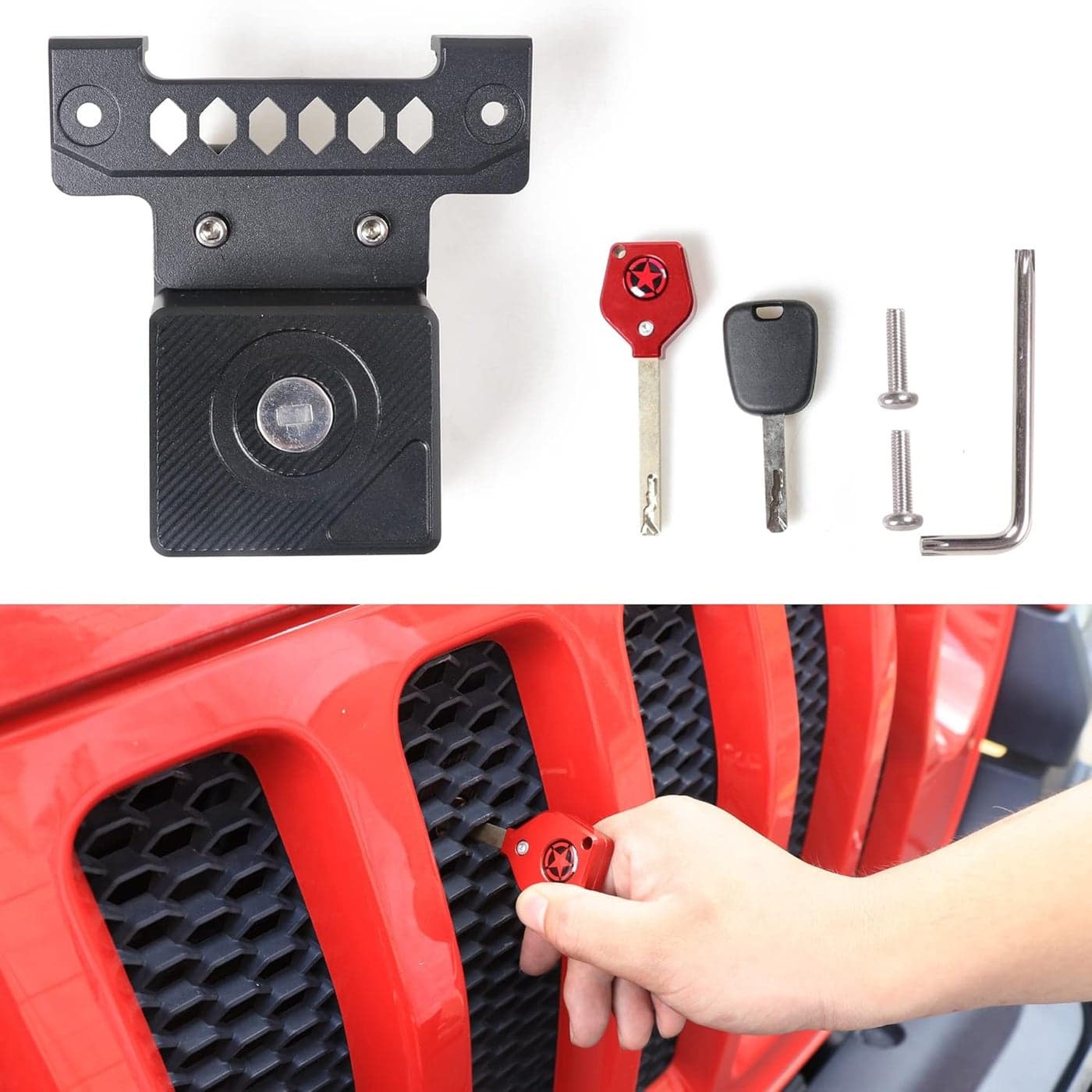 RERPRO JL Hood Lock for 2018-2024 Jeep Wrangler JL JLU Unlimited 4XE - Anti-Theft Hidden Hood Latches with 2 Keys
