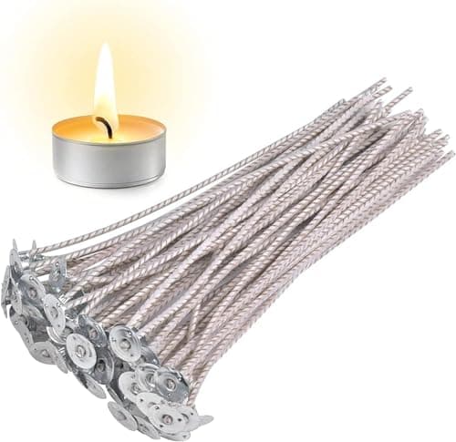 CD10 Soy Wax Candle Wick,100pcs 6" Pretabbed Wicks for Candle Making,Thick Candle Wick with Base
