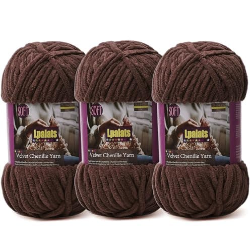Lpalats Baby Blanket Yarn for Crocheting Soft - 3 Pack of 100g/3.5oz Chunky Chenille Yarn for Knitting Blankets Amigurumi - Super Bulky Yarns - 261 Yards Thick Plush Yarns (3, Dark Curry)