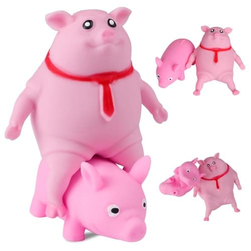 AiSiXin Squishy Pig Toys 2Pack Pink Pig Stress Balls for Adults and Kids Cute Pig Stress Relief Fidget Sensory Toys Animal Squeeze Squishy Ball Set for Stretch Stress Pig Toys for Party Favors