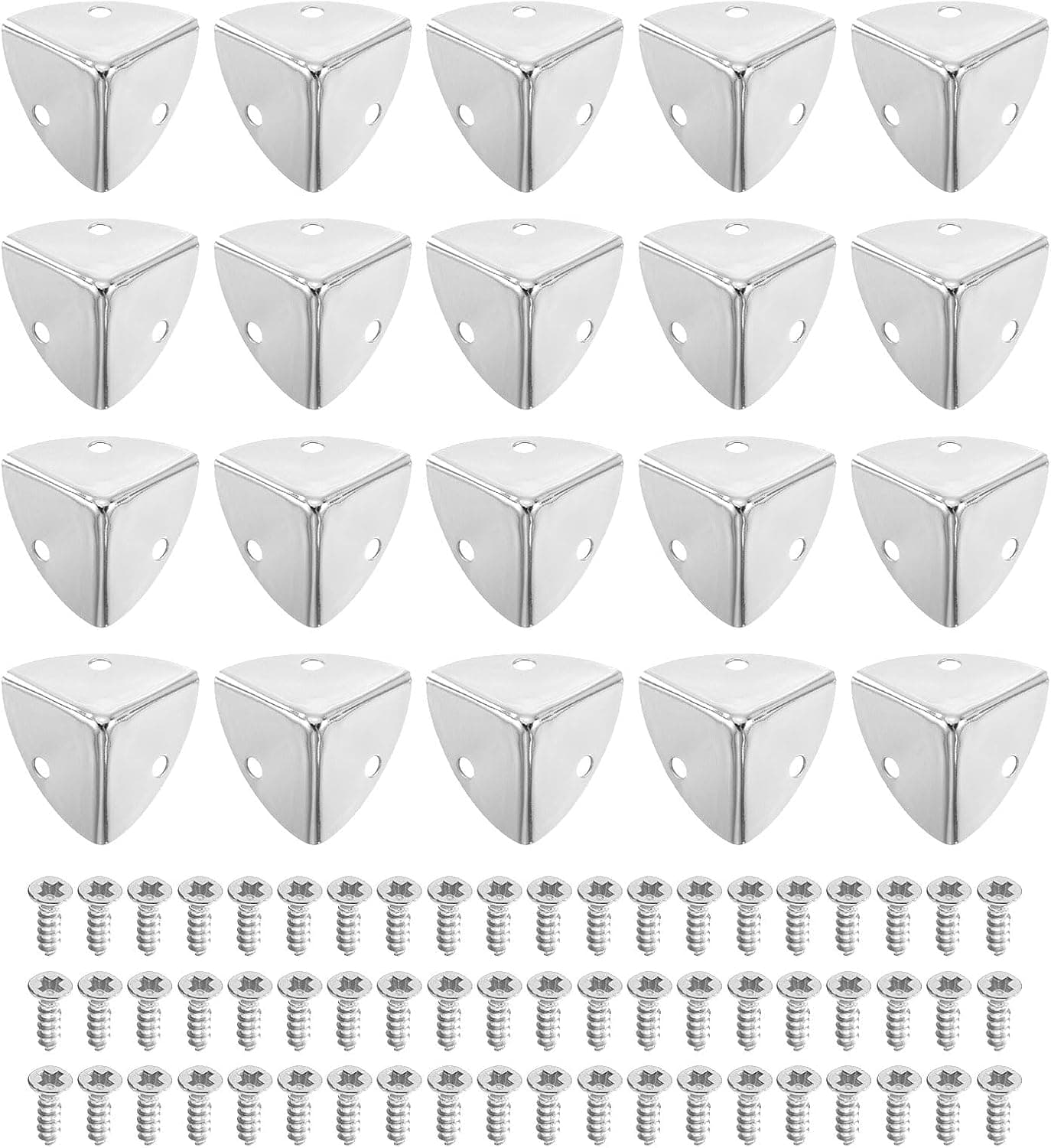 uxcell 20 Pcs Metal Edge Guard 23mm Decorative Box Corner Cover Furniture Corner Edges Protector with Mounting Screws Silver