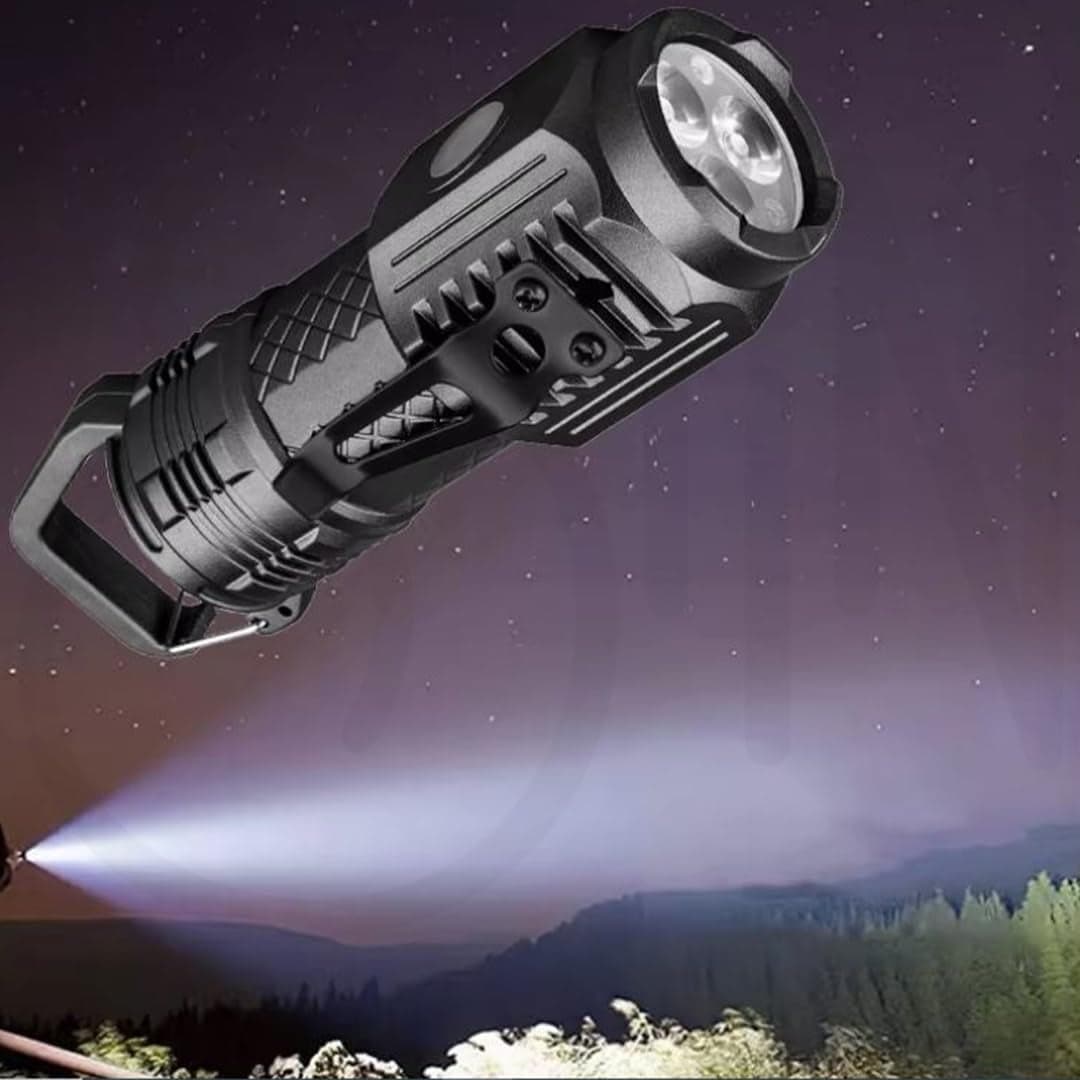 Ostin ThreeEyed Mini Flash Super Power Flashlight Rechargeable Mini Torch Flashlights for Night Working Running Camping Hikking