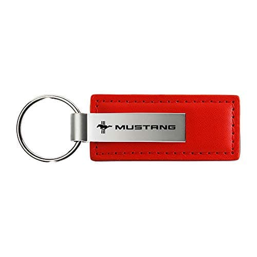 Au-TOMOTIVE GOLD Rectangular Leather Key Chain for Ford Mustang (Red)