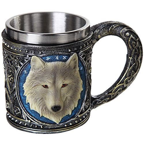 Pacific Giftware Lone Spirit Wolf Celtic Magic 11oz Resin Coffee Mug with Stainless Steel Insert