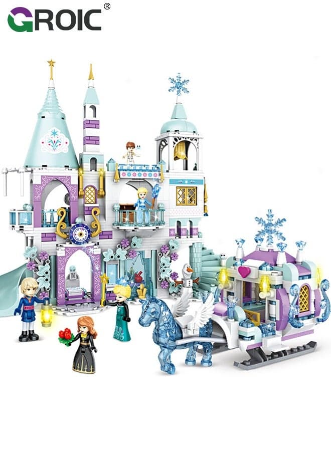 Princess Castle Block Set, Elsa Castle Model, 742 Pieces of Girls Palace House Castle Block Toys, Puzzle Building Set, STEM Building Toys, DIY Miniature Block Toys