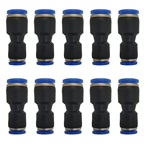 zjxed 1/4" OD x 5/32" OD Pneumatic quick Connector Push to Connect fittings Straight reducer Union/Coupler (Pack of 10)