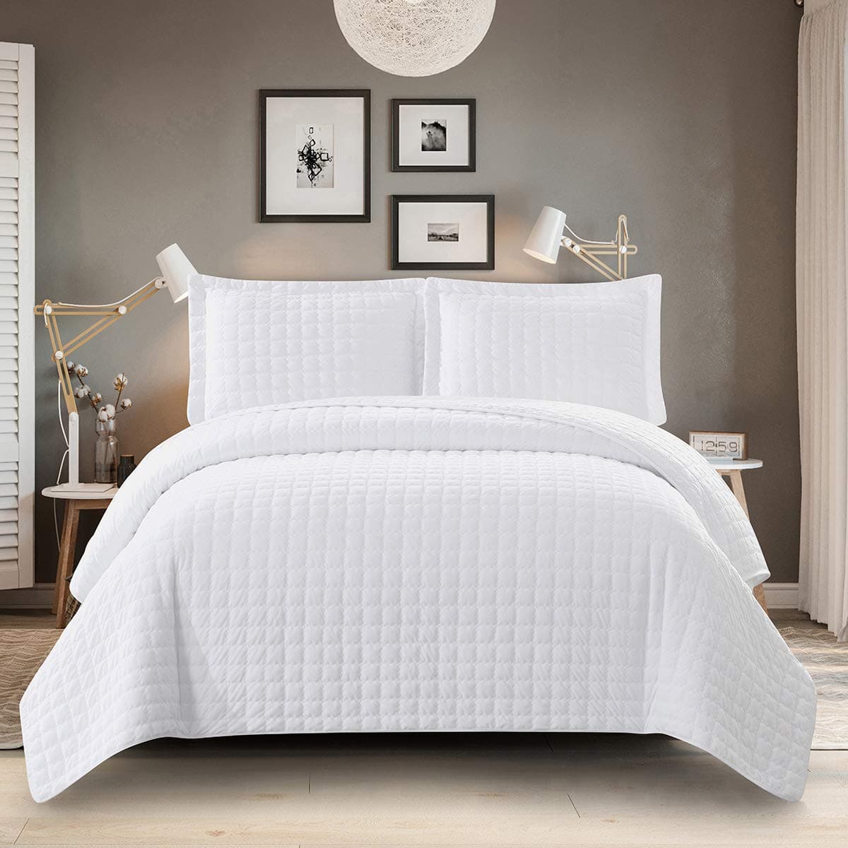 Royal Hotel Bedding Plush Velvet King Size Quilt Velvet White 110x96 Inches Coverlet 3pc Set Oversized Luxury 100 Velvet Quilt King White