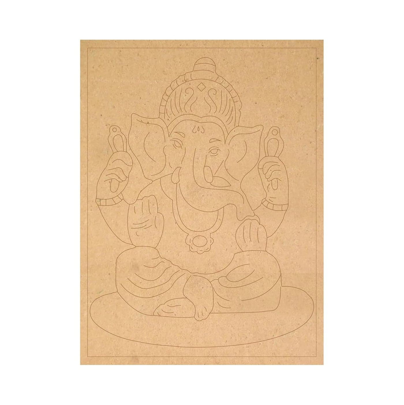 1 Pcs ganesh ji with gilhari art Pre Marked MDF Cutout for Crafts Work 9 12 inch