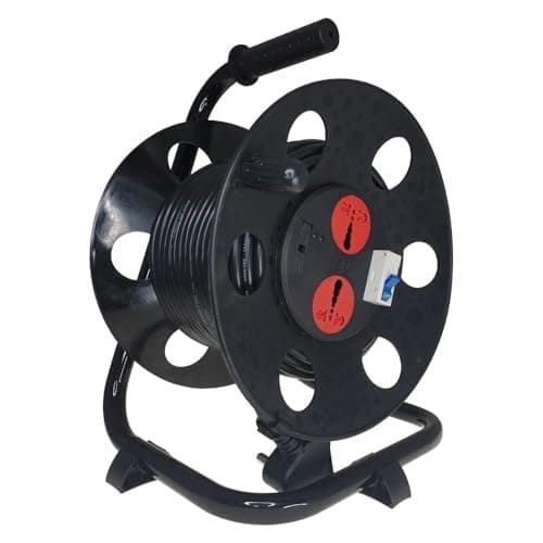 MX Extension Cable Reel Drum 10M Heavy-Duty Cord Two Universal Sockets 6 Amp, 32Amp MCB Switch Cable Drum Reel Child Safety Shutter Extension