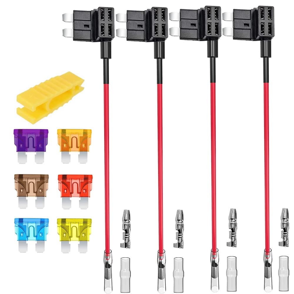 Gebildet Pack of 4 12V24V Standard ATC Car Fuses Current Thief Medium Size Plug Fuse Distributor Blade Fuse with 6 Pieces Fuse 3A5A75A10A15A20A