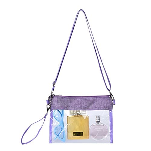 USPECLARE Clear Crossbody Purse Bag Stadium Approved Clear Tote Bag for Work Concert Sports(Purple)