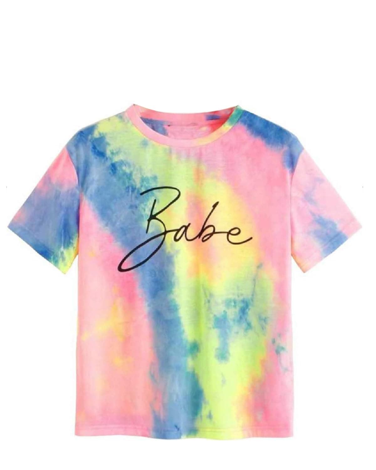 JUNEBERRY® Cotton Blend Tie-Dye Round Neck Half Sleeve Regular Fit Printed T-Shirt for Women & Girls Multicolour