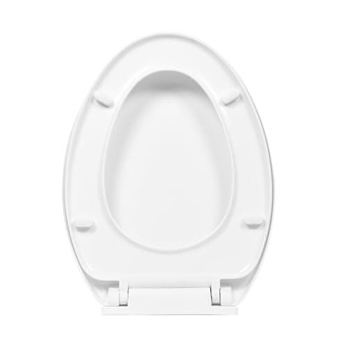 Elegant Casa Toilet Seat Cover Soft-Closing Elongated Shape Polypropylene Commode Cover Size 46 x 36 cm Adjustable Hinges Fixing Hole Distance from 13-18 cm Colour Glossy White A-1- Set-1