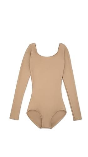 Capezio girls Team Basic Long Sleeve Leotard Jumpsuit, Nude, Large US